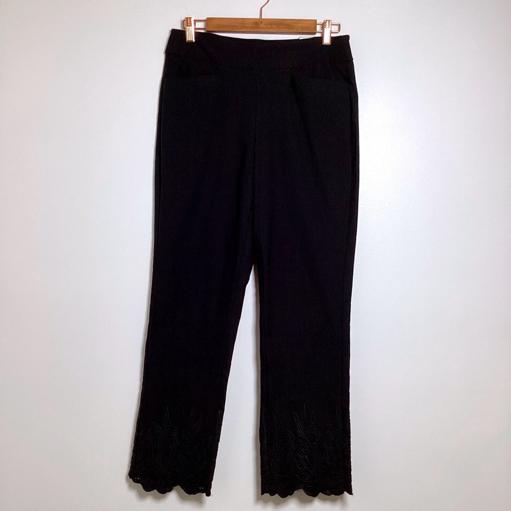 Jules Leopold Black Dress Pants Lace Hem Stretch Career Casual‎ Small